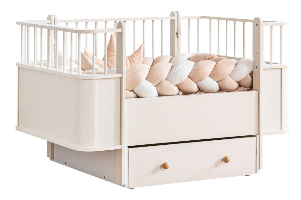 Dünya MDF Büyüyen Çekmeceli Sallanan Beşik 80x130 - Krem