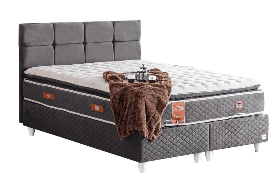 Gümüş Baza Başlık Real Pedli Yatak Seti 180 x 200 - Antrasit