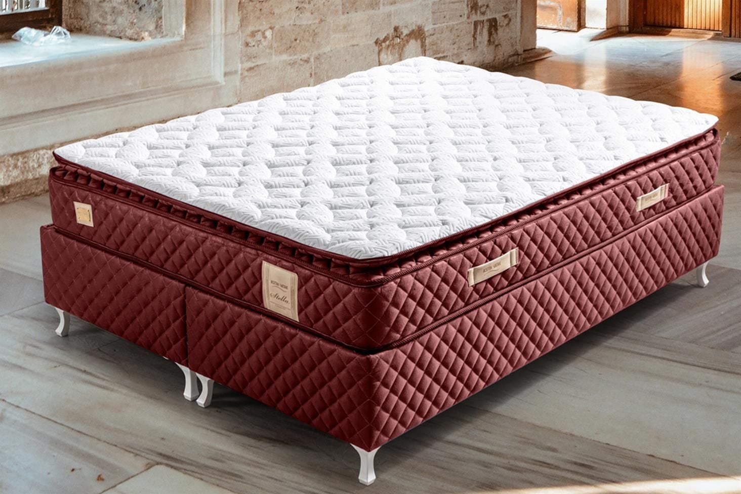 Stella Pedli Ortopedik Yaylı Yatak Bordo - 180x200