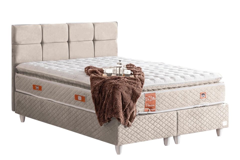 Gümüş Baza Başlık Real Pedli Yatak Seti 160 x 200 - Krem