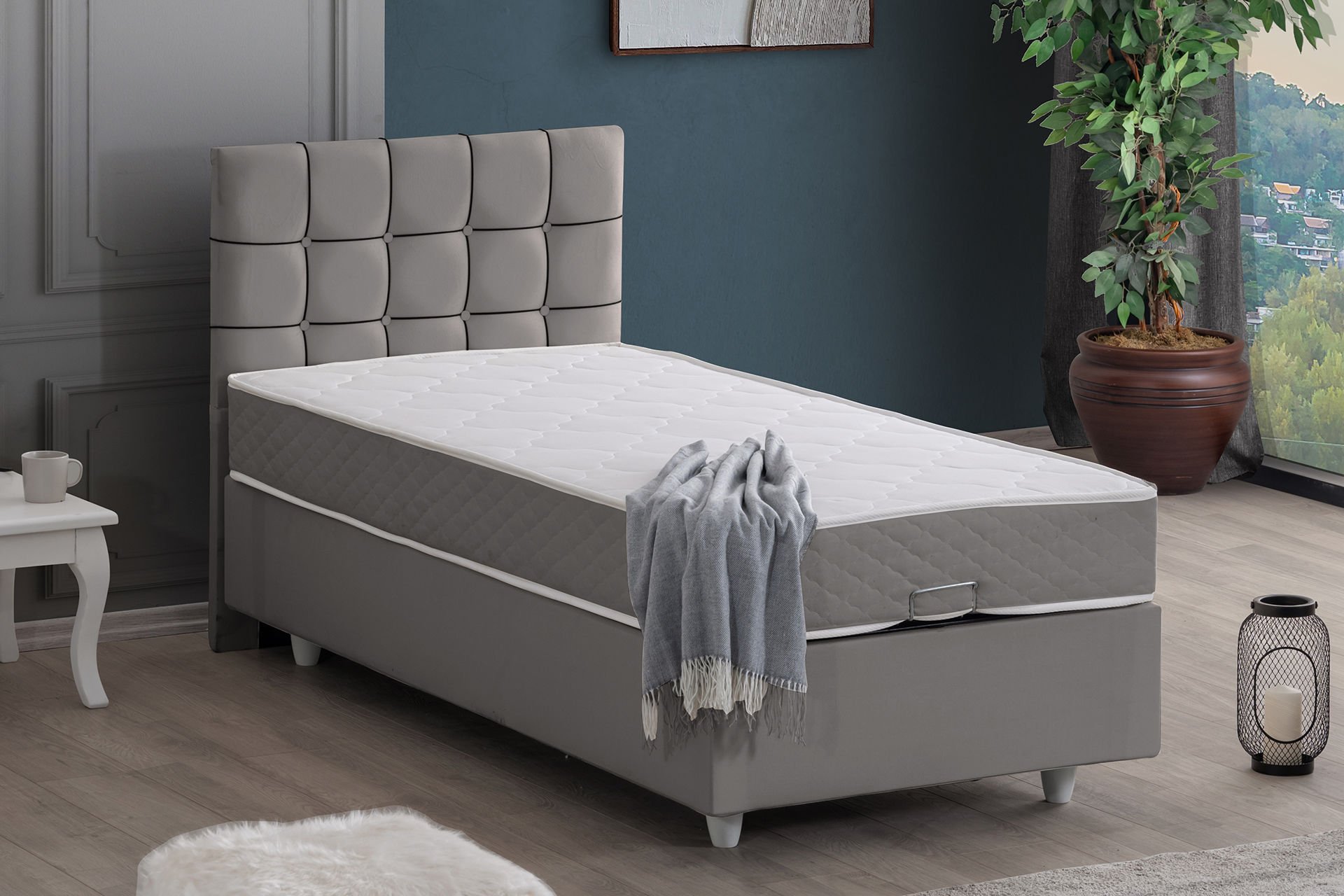 Tavira Baza Başlık Letto Yatak Seti 120 x 200 - Gri