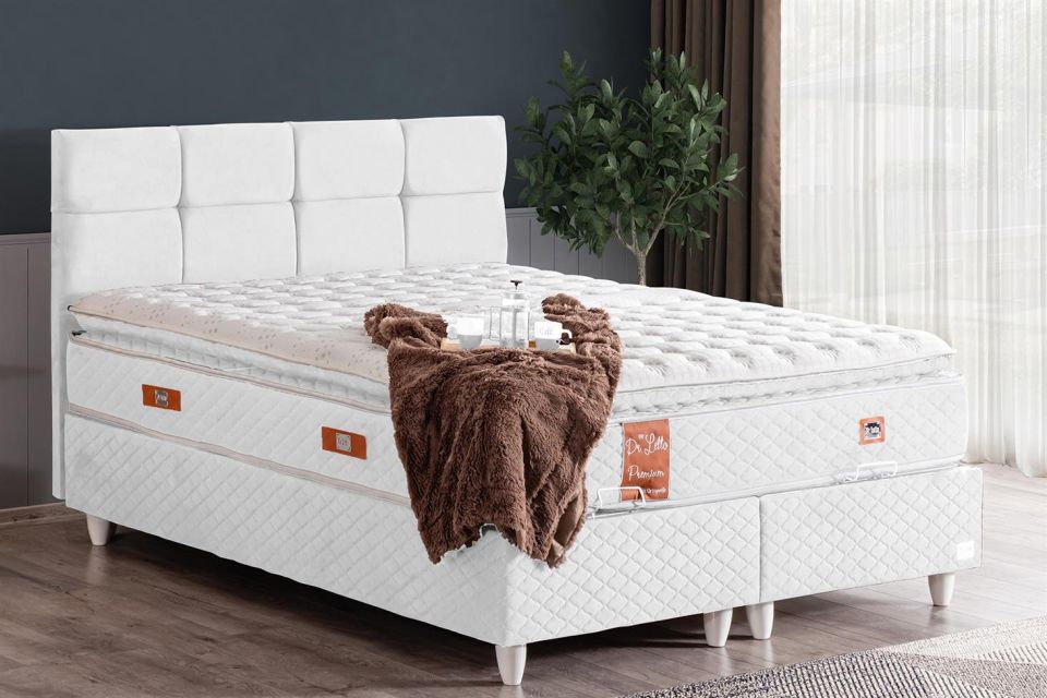 Gümüş Baza Başlık Real Pedli Yatak Seti 160 x 200 - Beyaz