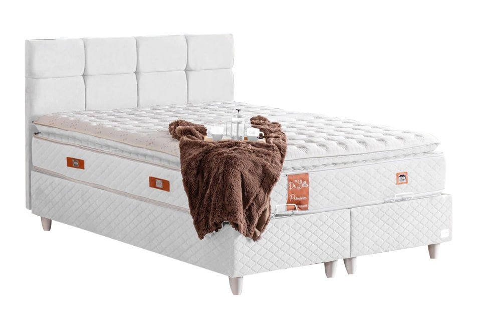Gümüş Baza Başlık Real Pedli Yatak Seti 160 x 200 - Beyaz
