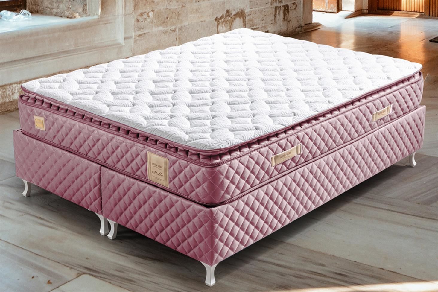 Stella Pedli Ortopedik Yaylı Yatak Pembe - 100x200