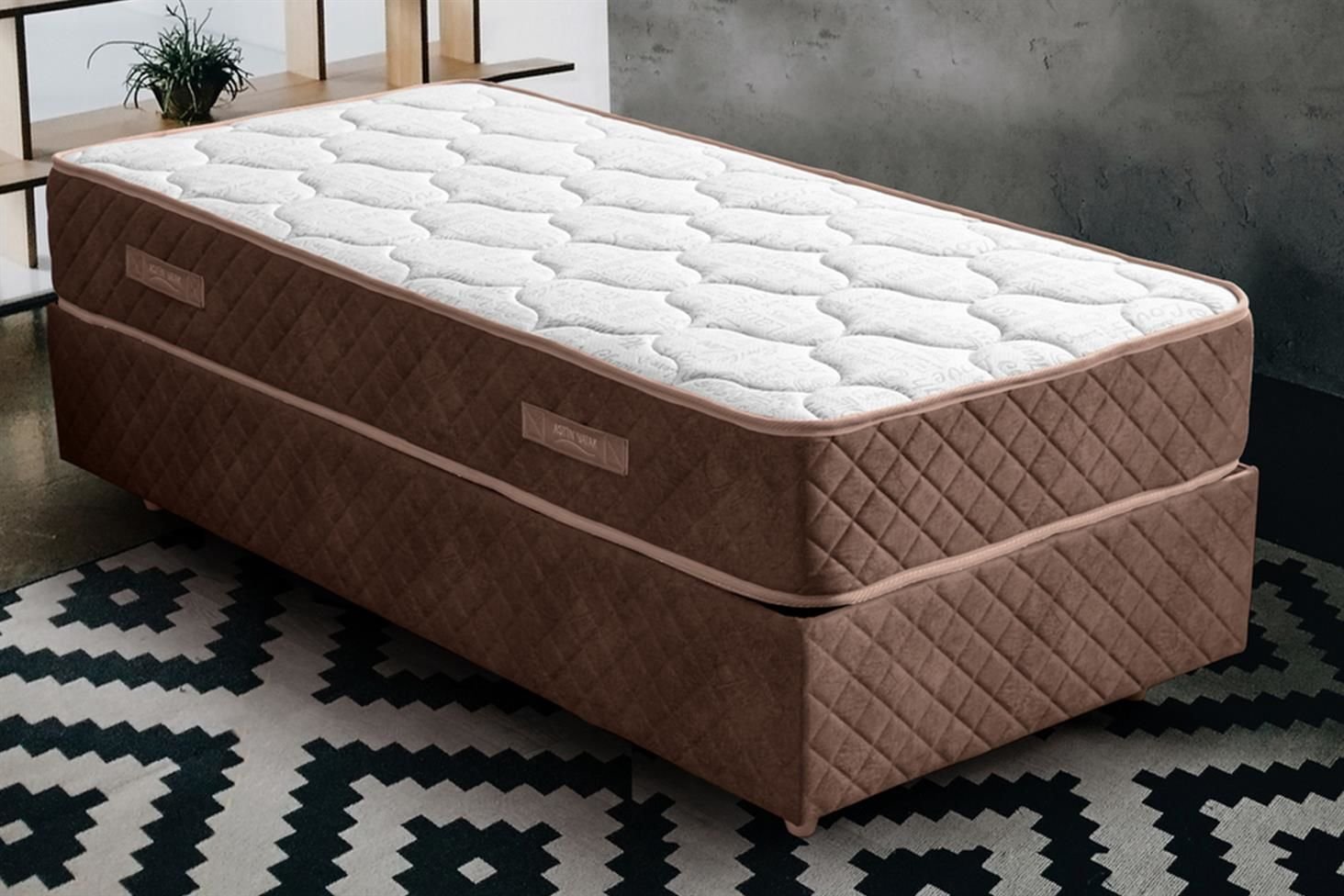 Deluxe Ortopedik Yaylı Yatak Açık Kahverengi - 90x190