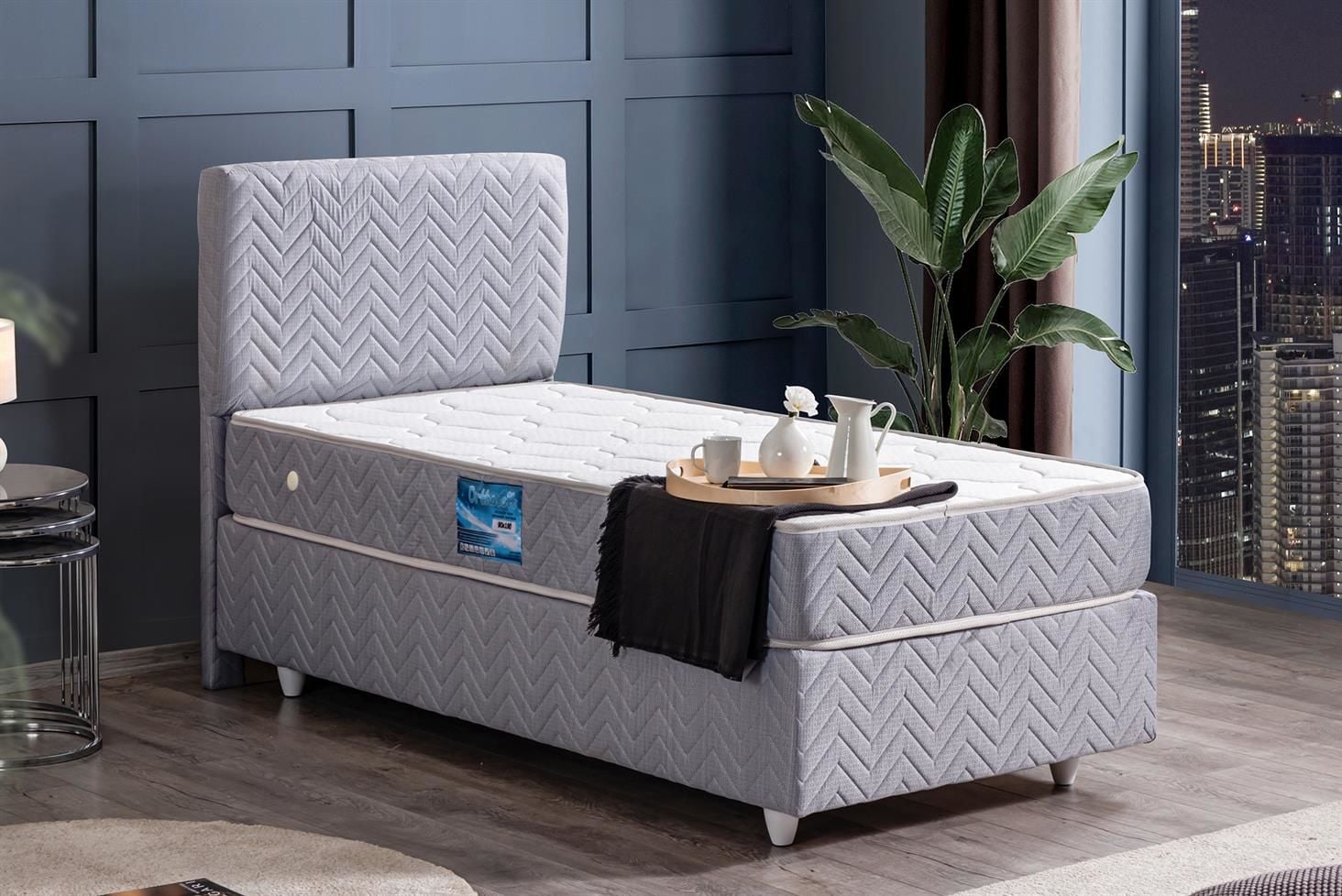 Kristal Baza Başlık Ortho Soft Yatak Seti 90 x 200 - Gri