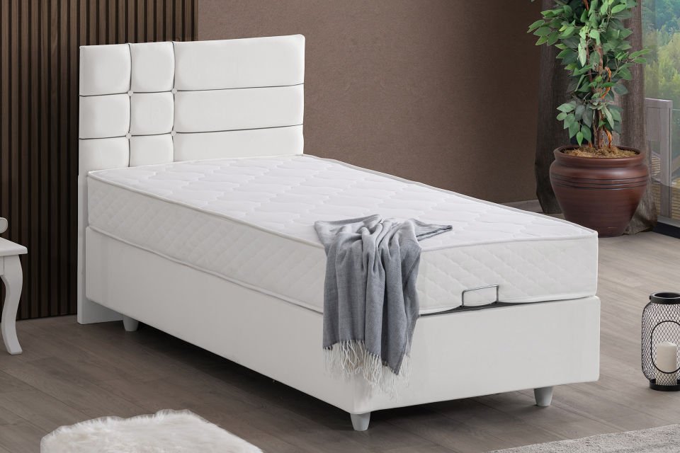 Almada Baza Başlık Letto Yatak Seti 100 x 200 - Beyaz