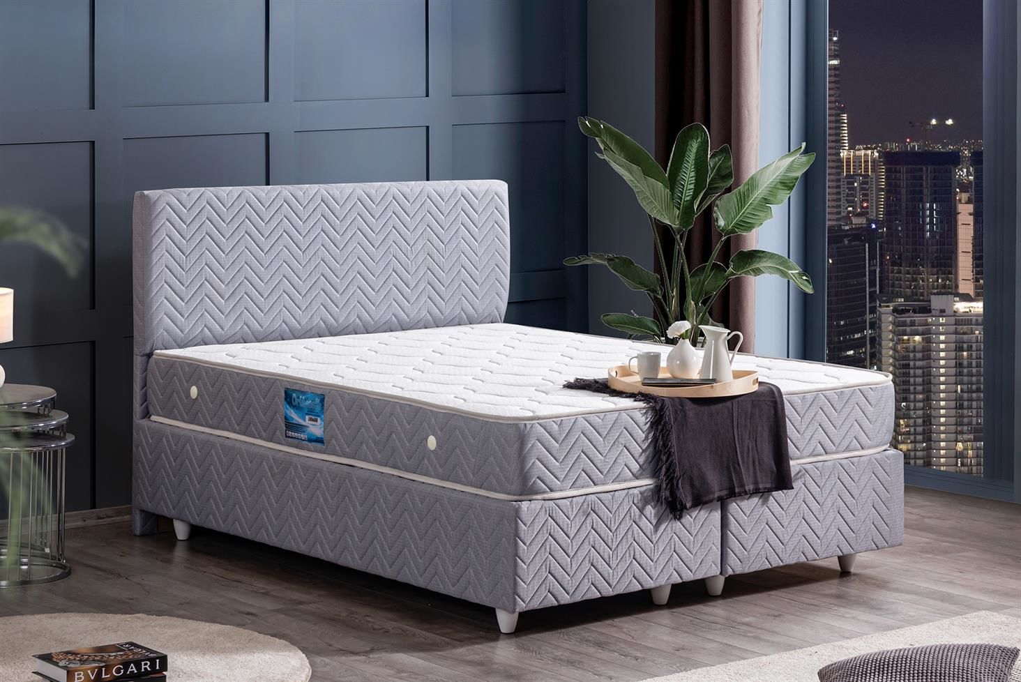 Kristal Baza Başlık Ortho Soft Yatak Seti 140 x 190 - Gri