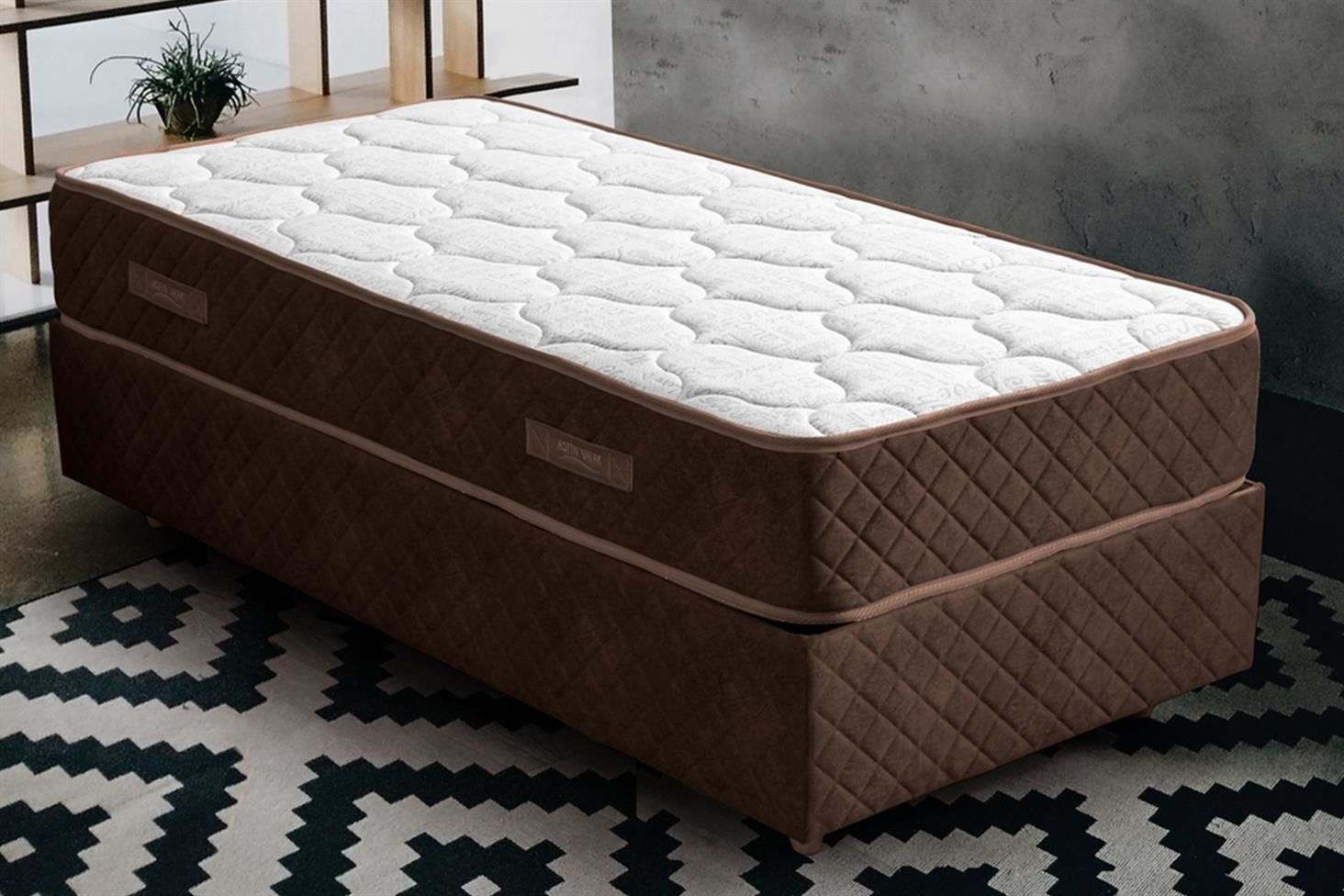 Deluxe Ortopedik Yaylı Yatak Koyu Kahverengi - 90x190