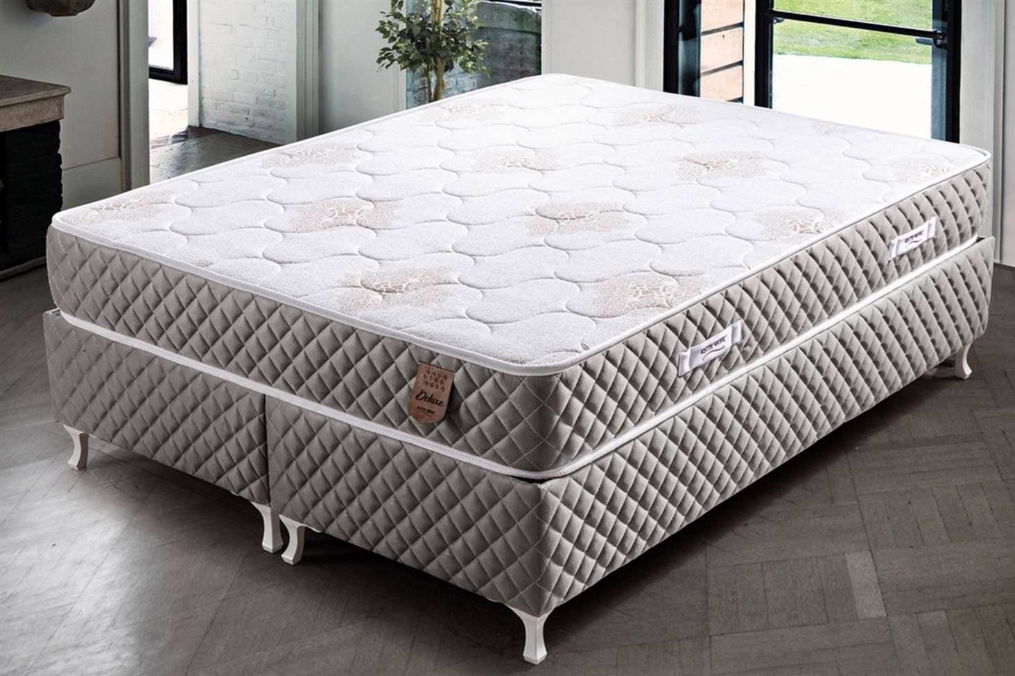 Deluxe Ortopedik Yaylı Yatak Açık Gri - 140x190