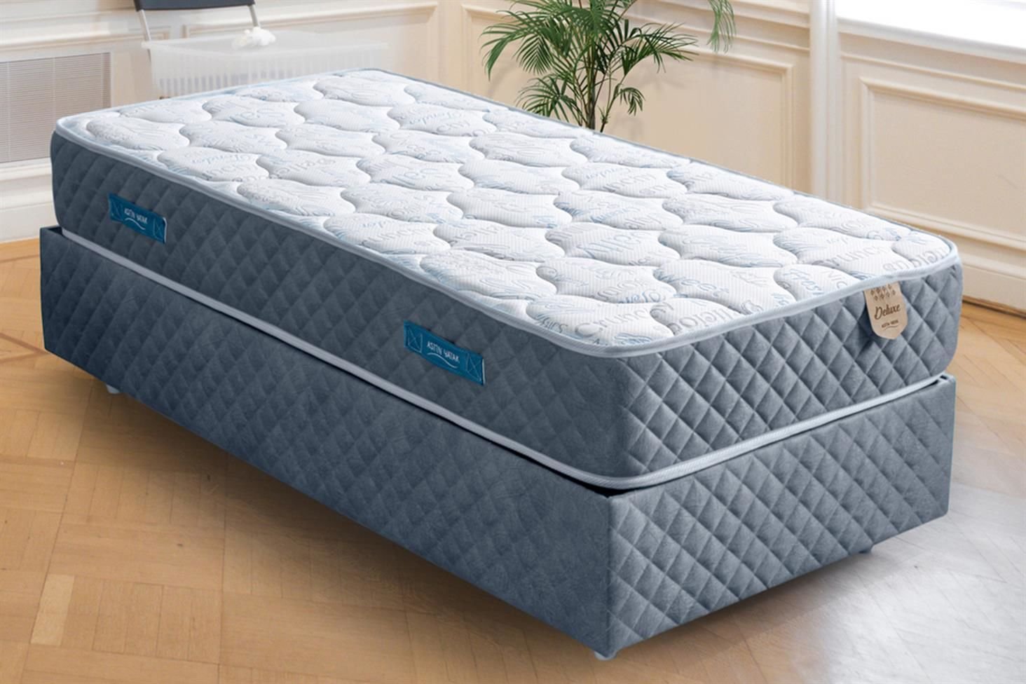 Deluxe Ortopedik Yaylı Yatak Açık Mavi - 90x190
