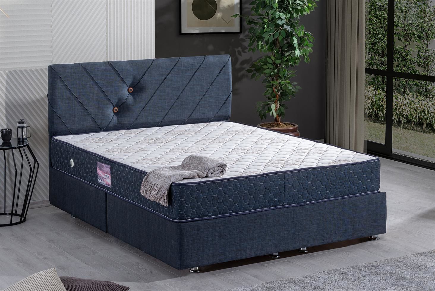 Lux Class Yandan Açılır Baza Başlık Deluxe Yatak Seti 180 x 200 - Lacivert