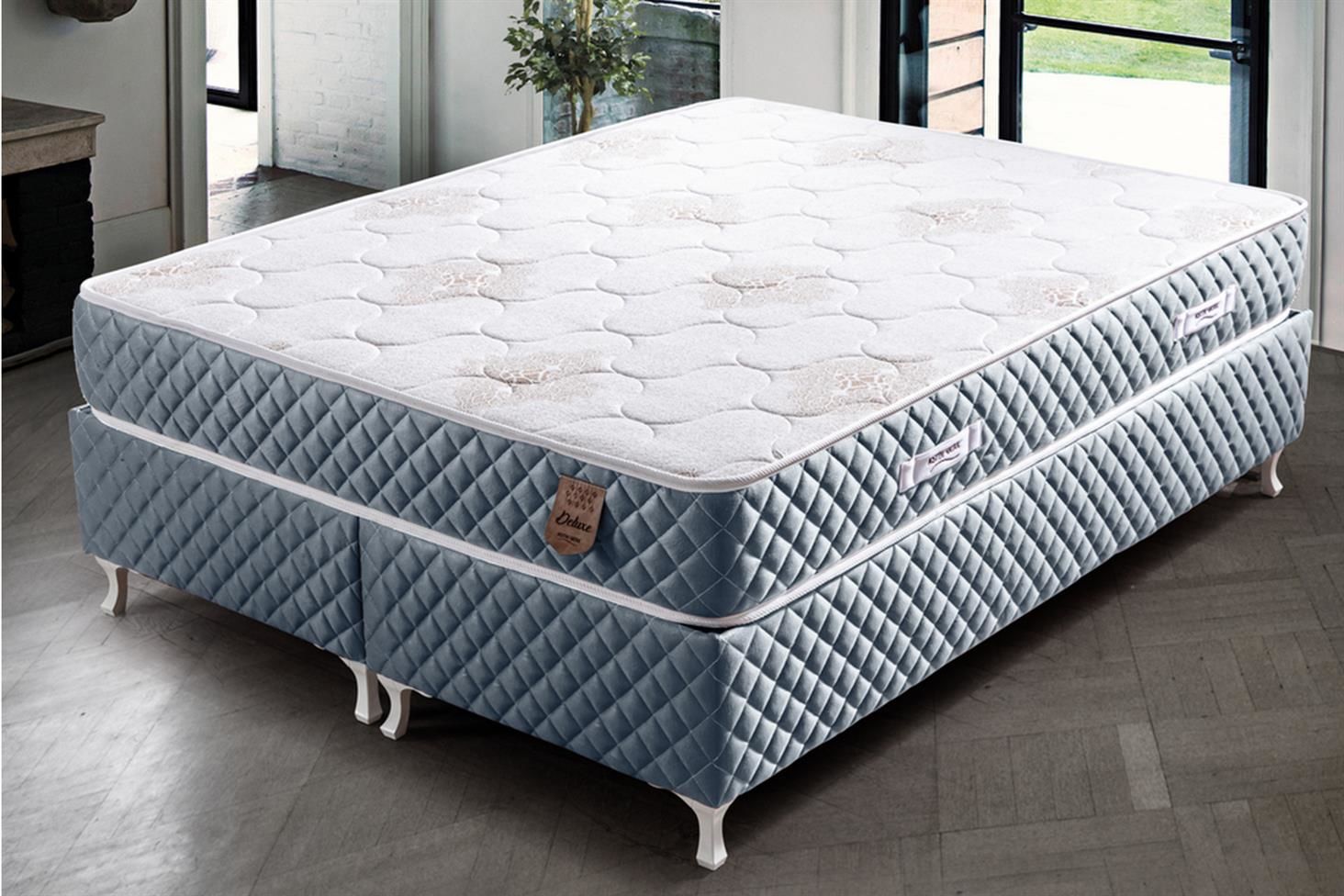Deluxe Ortopedik Yaylı Yatak Açık Mavi - 160x200