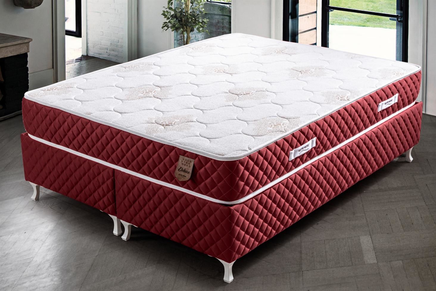 Deluxe Ortopedik Yaylı Yatak Bordo - 140x190