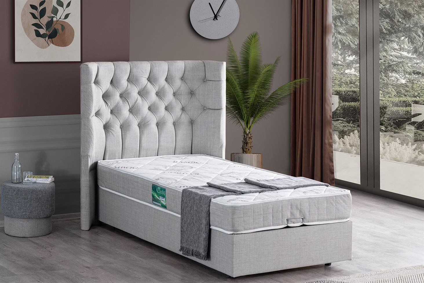 Matilda Baza Başlık Comfort Yatak Seti 120 x 200 - Açık Gri
