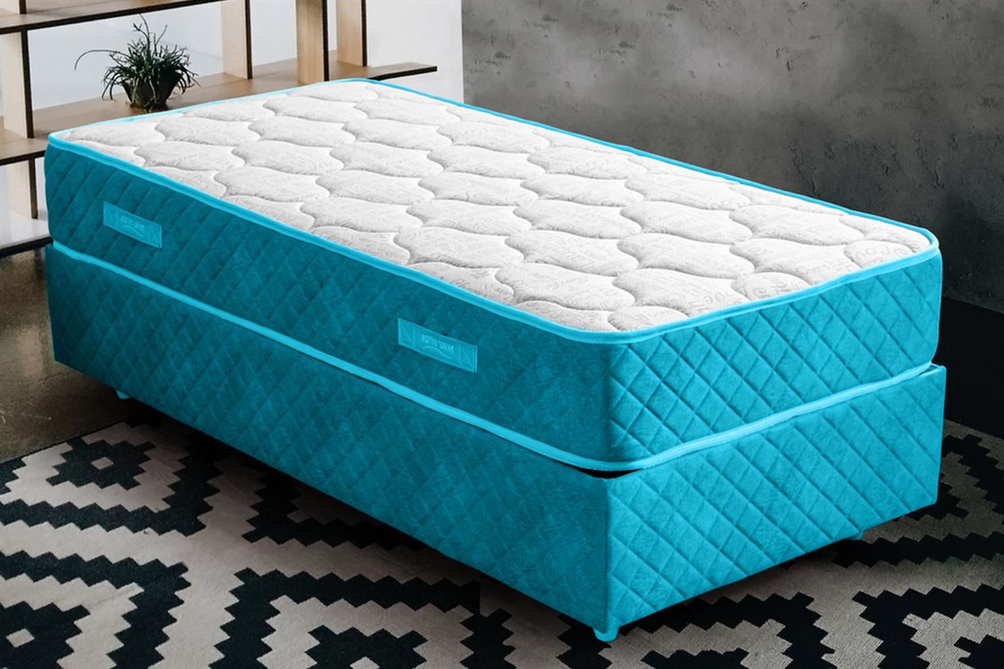 Deluxe Ortopedik Yaylı Yatak Turkuaz - 90x200