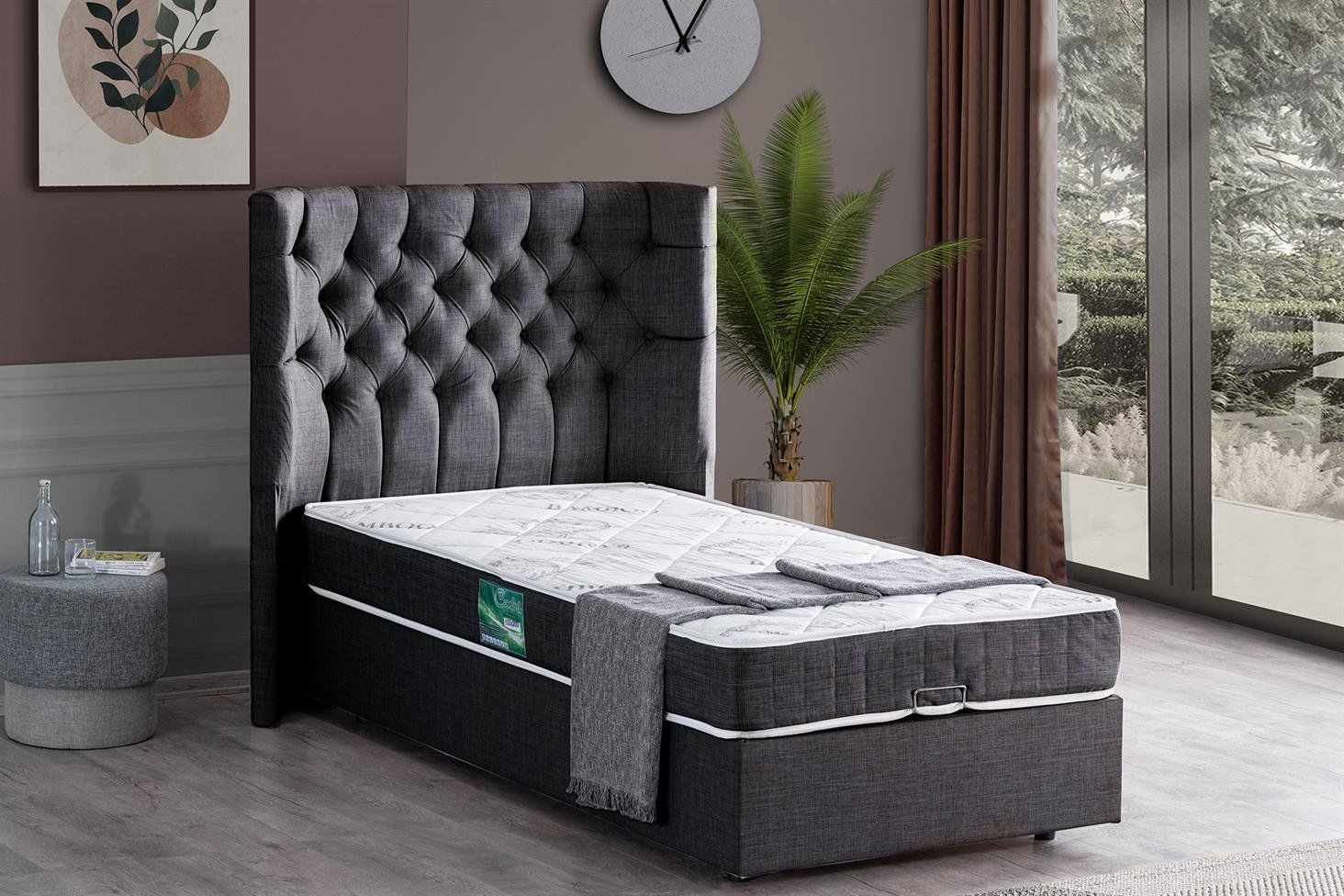 Matilda Baza Başlık Comfort Yatak Seti 120 x 200 - Antrasit