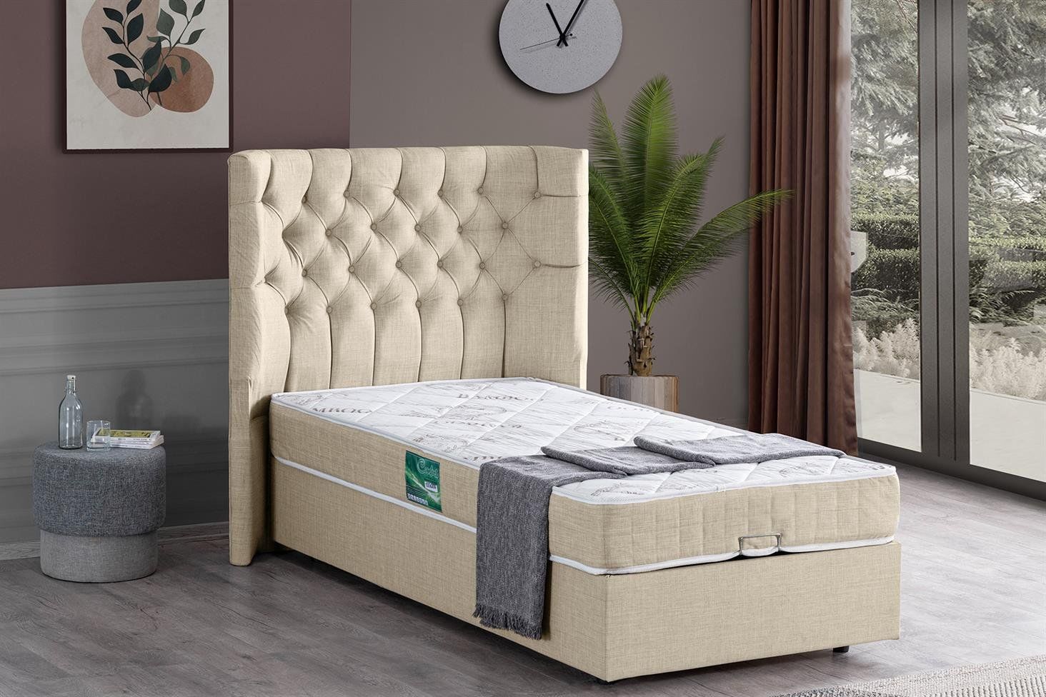 Matilda Baza Başlık Comfort Yatak Seti 90 x 200 - Krem