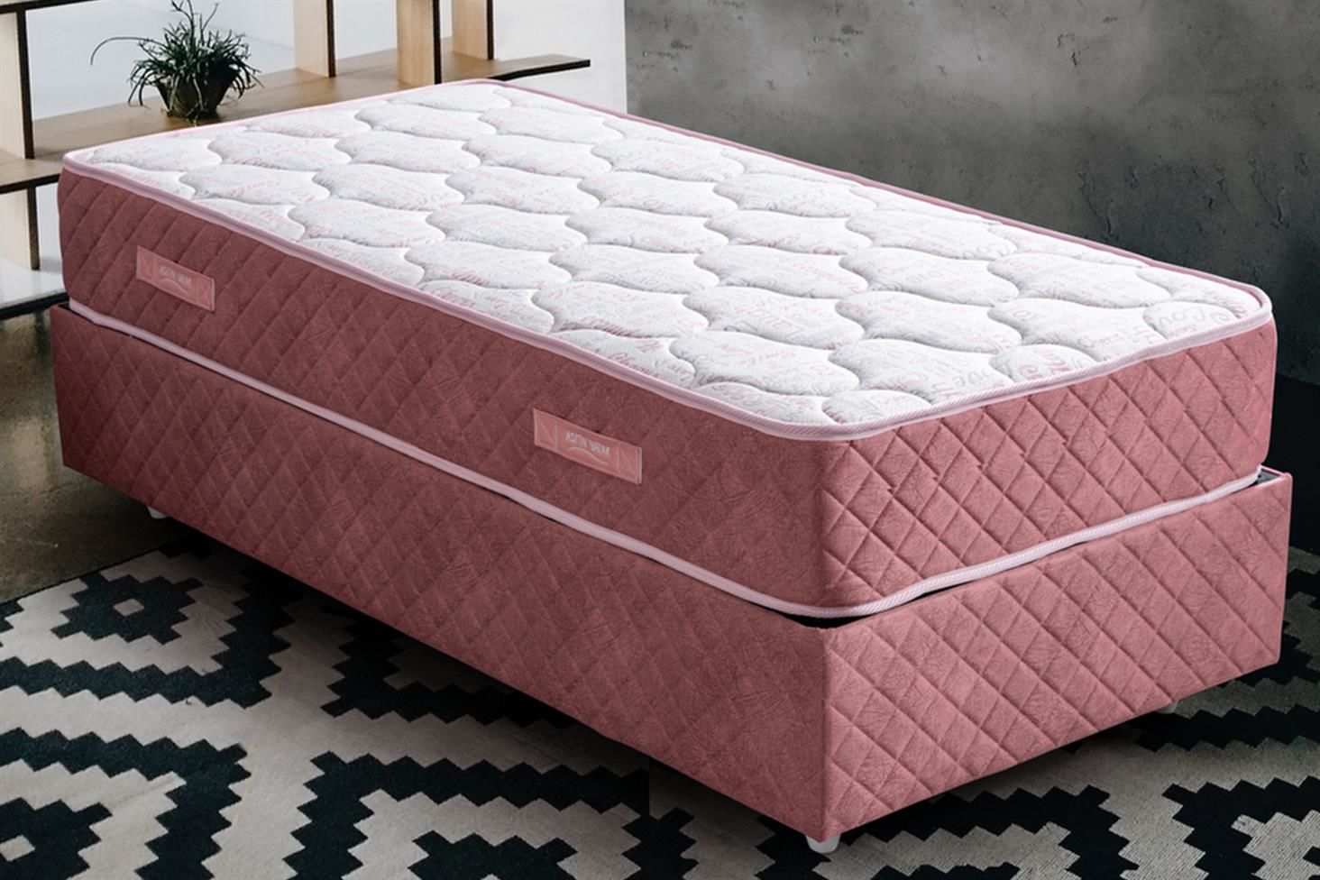 Deluxe Ortopedik Yaylı Yatak Pembe - 120x200