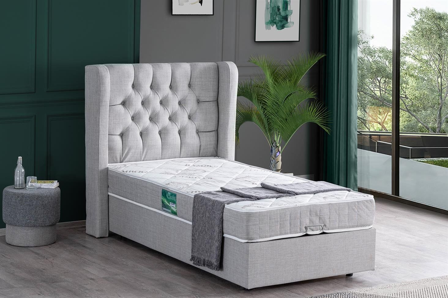 Riga Baza Başlık Comfort Yatak Seti 90 x 190 - Açık Gri