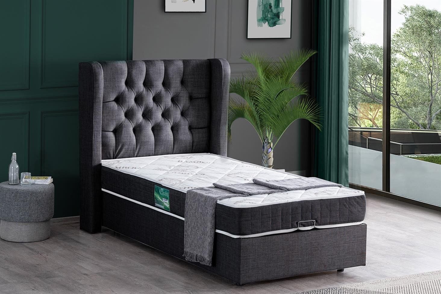 Riga Baza Başlık Comfort Yatak Seti 100 x 200 - Antrasit