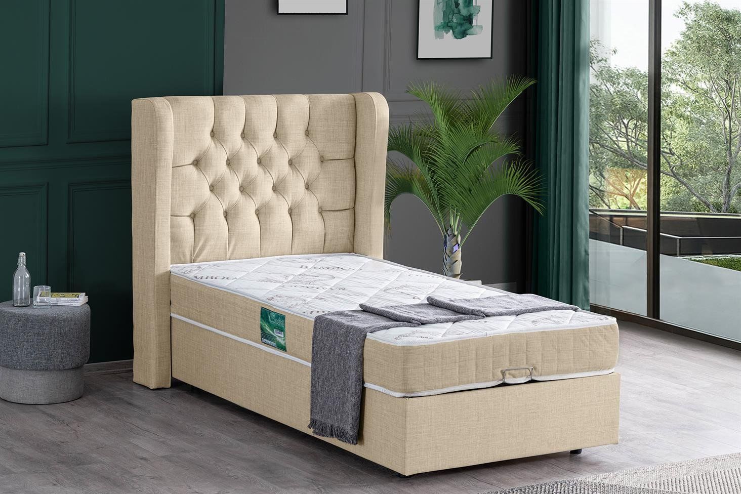 Riga Baza Başlık Comfort Yatak Seti 90 x 200 - Krem