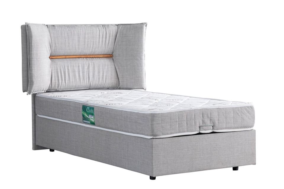Lizbon Baza Başlık Comfort Yatak Seti 90 x 200 - Açık Gri