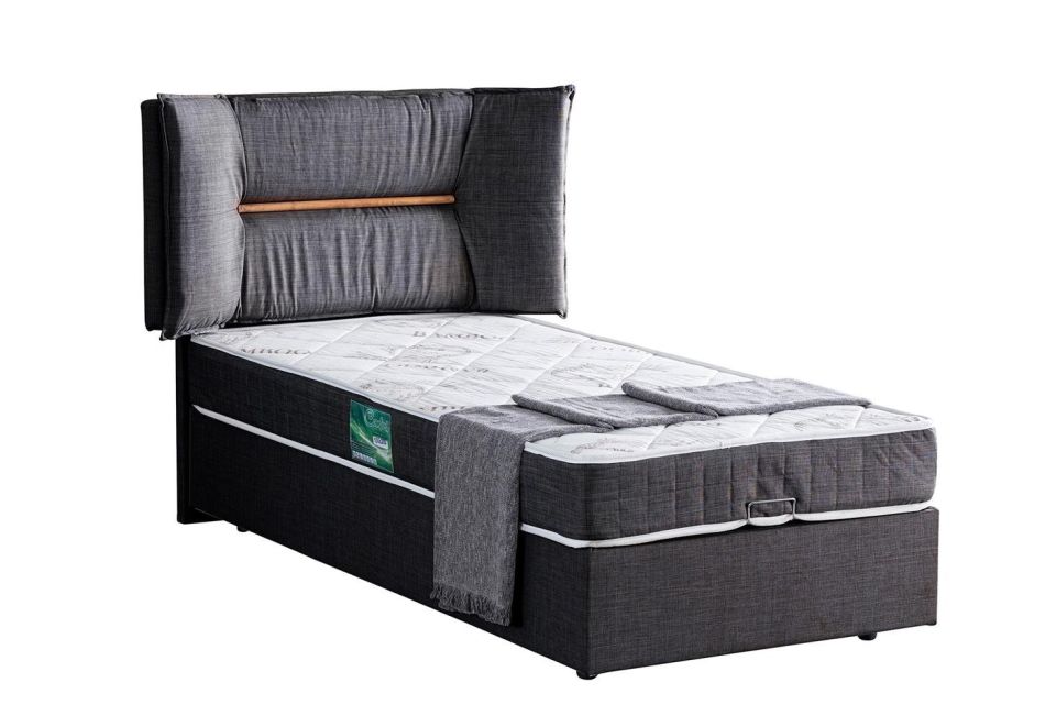 Lizbon Baza Başlık Comfort Yatak Seti 100 x 200 - Antrasit