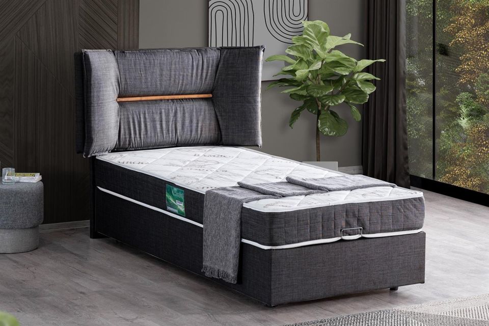 Lizbon Baza Başlık Comfort Yatak Seti 120 x 200 - Antrasit
