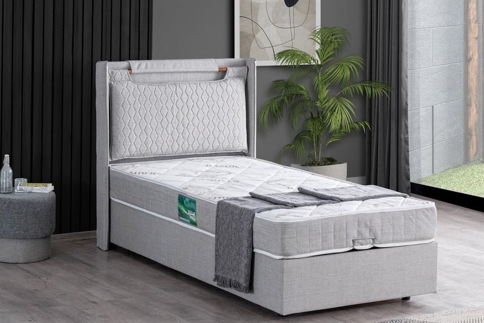 Zagreb Baza Başlık Comfort Yatak Seti 90 x 200 - Açık Gri