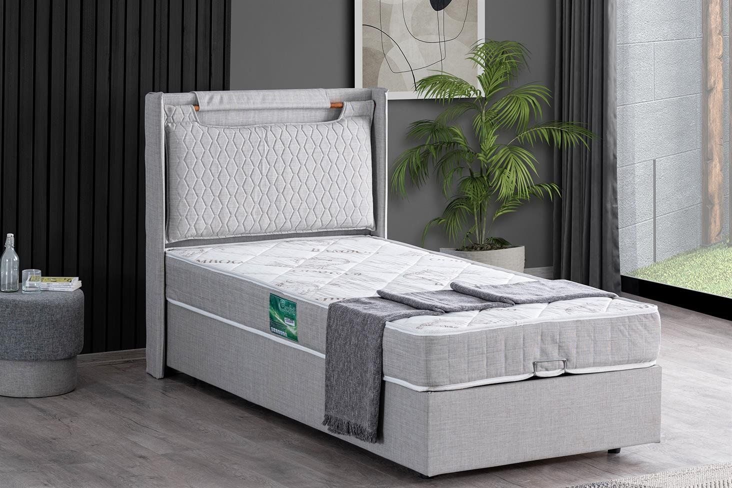 Zagreb Baza Başlık Comfort Yatak Seti 100 x 200 - Açık Gri