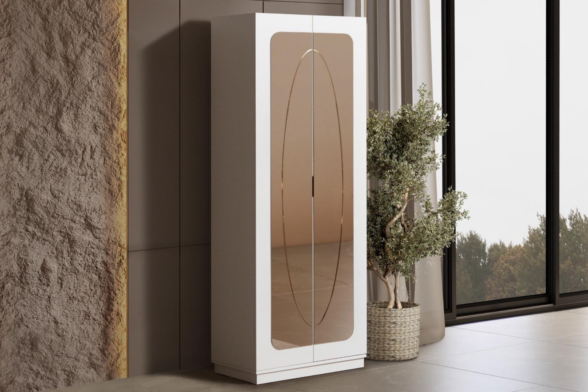 Armoni 2 Kapaklı Bronz Aynalı Gardırop
