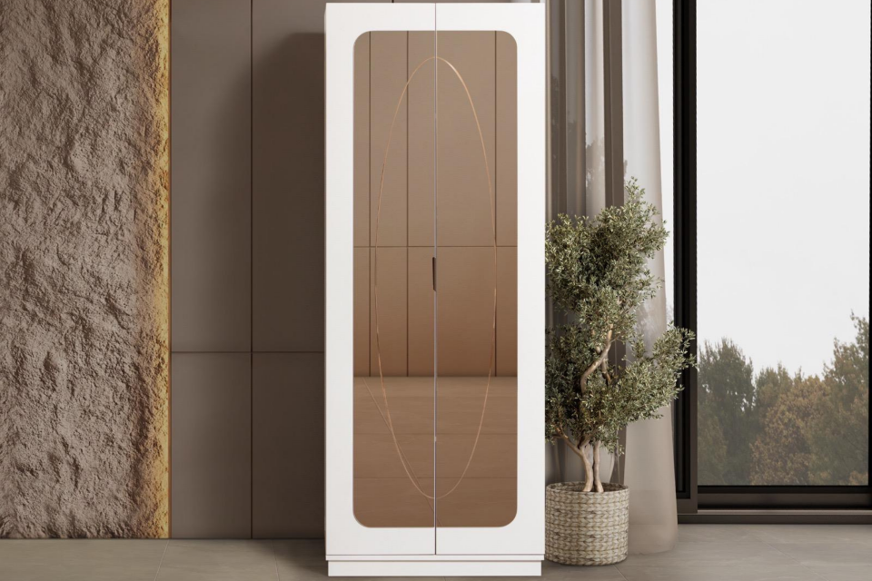 Armoni 2 Kapaklı Bronz Aynalı Gardırop