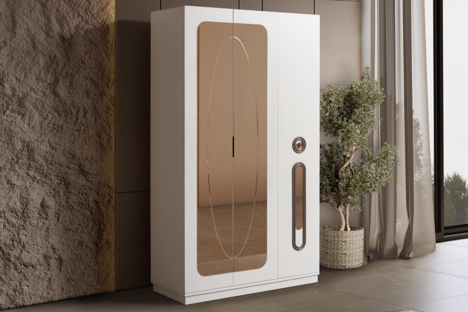 Armoni 3 Kapaklı Bronz Aynalı Gardırop