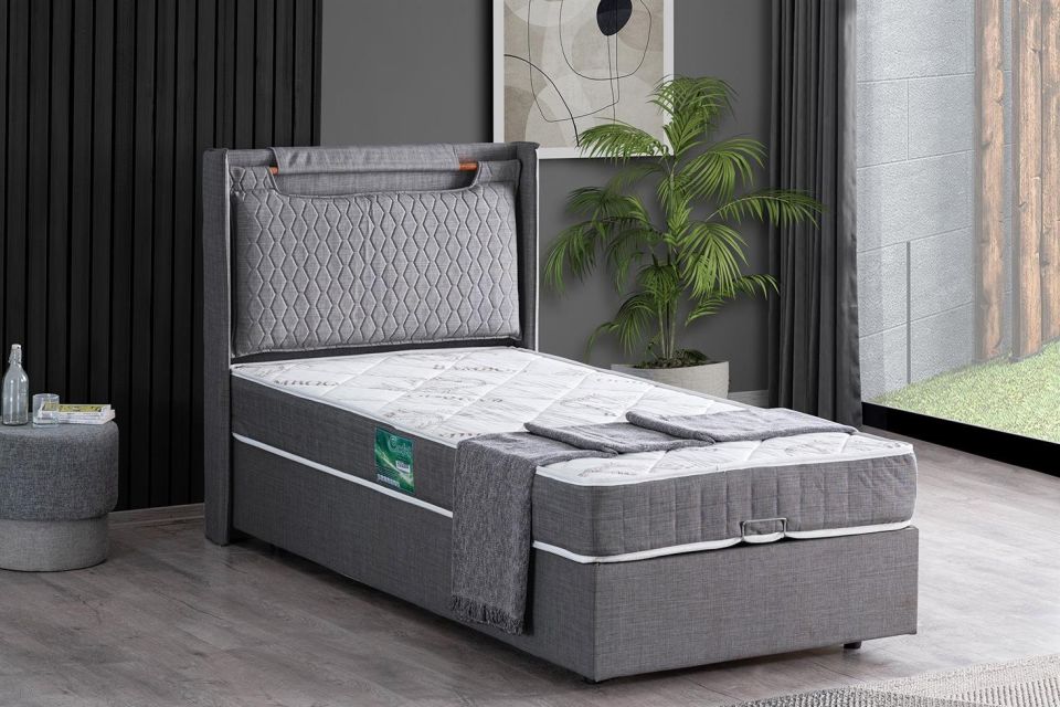 Zagreb Baza Başlık Comfort Yatak Seti 120 x 200 - Gri