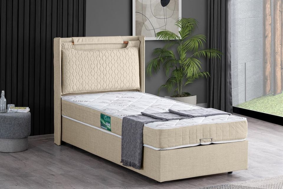 Zagreb Baza Başlık Comfort Yatak Seti 90 x 190 - Krem