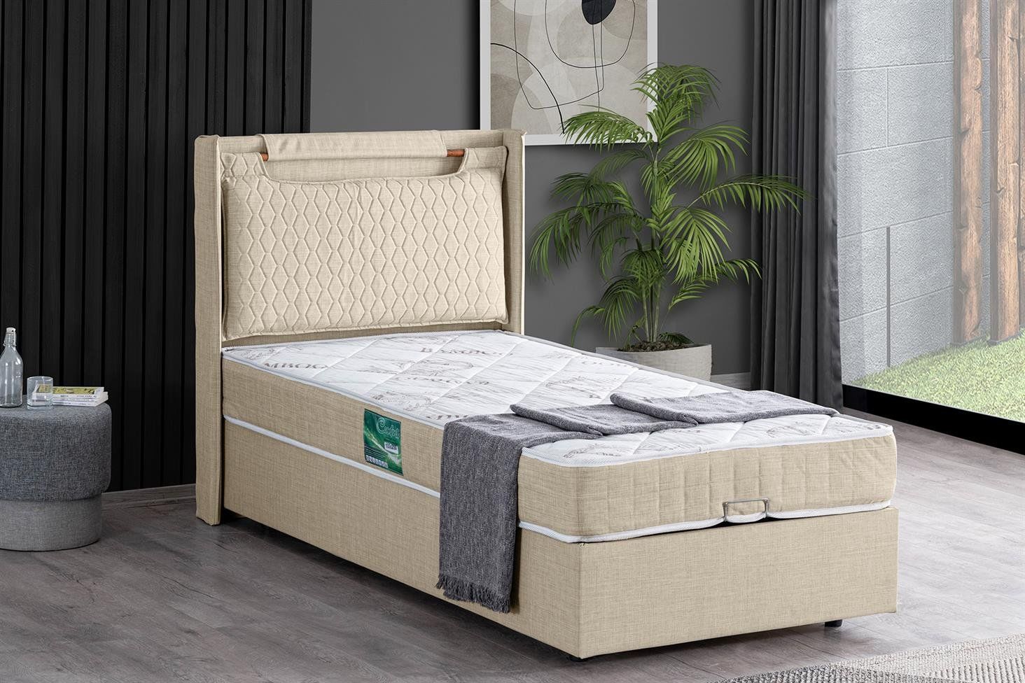 Zagreb Baza Başlık Comfort Yatak Seti 90 x 200 - Krem
