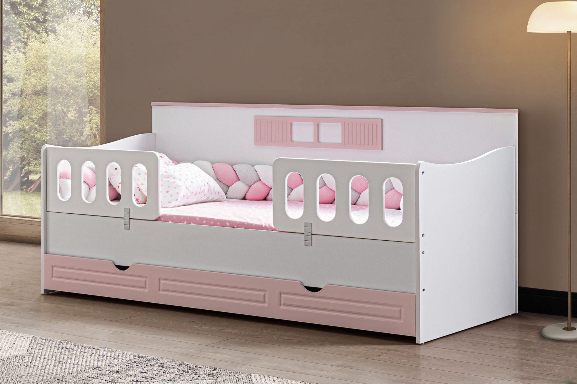 Lizbon Yavrulu Montessori Karyola - Pembe