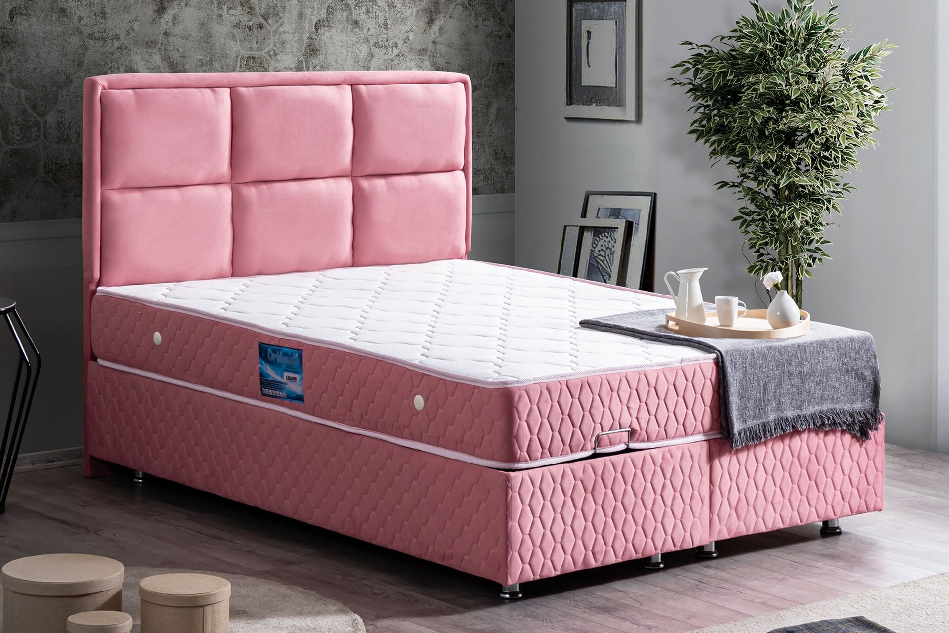 Grand Baza Başlık Ortho Soft Yatak Seti 140 x 190 - Pembe