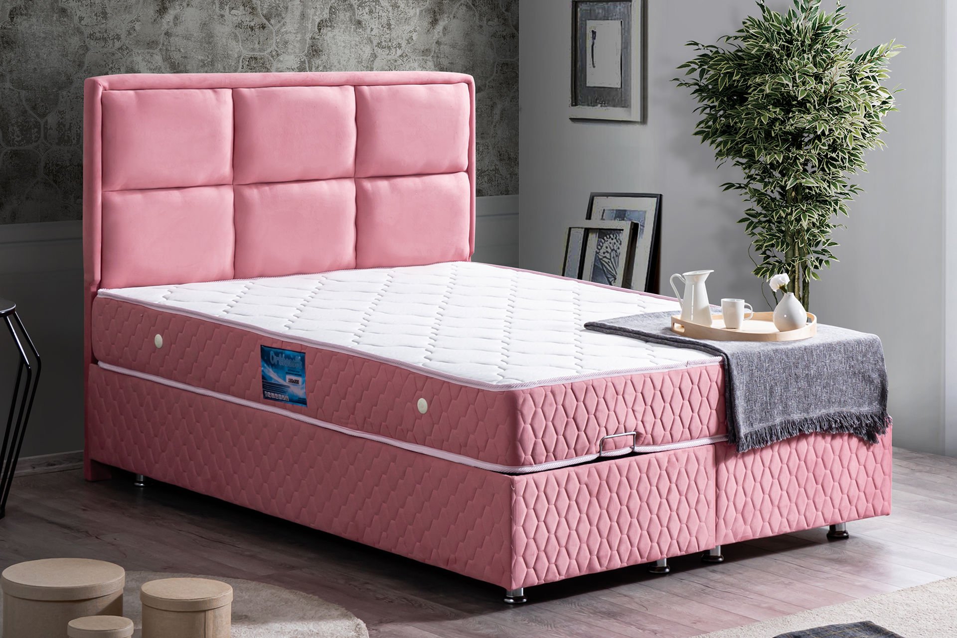 Grand Baza Başlık Ortho Soft Yatak Seti 180 x 200 - Pembe