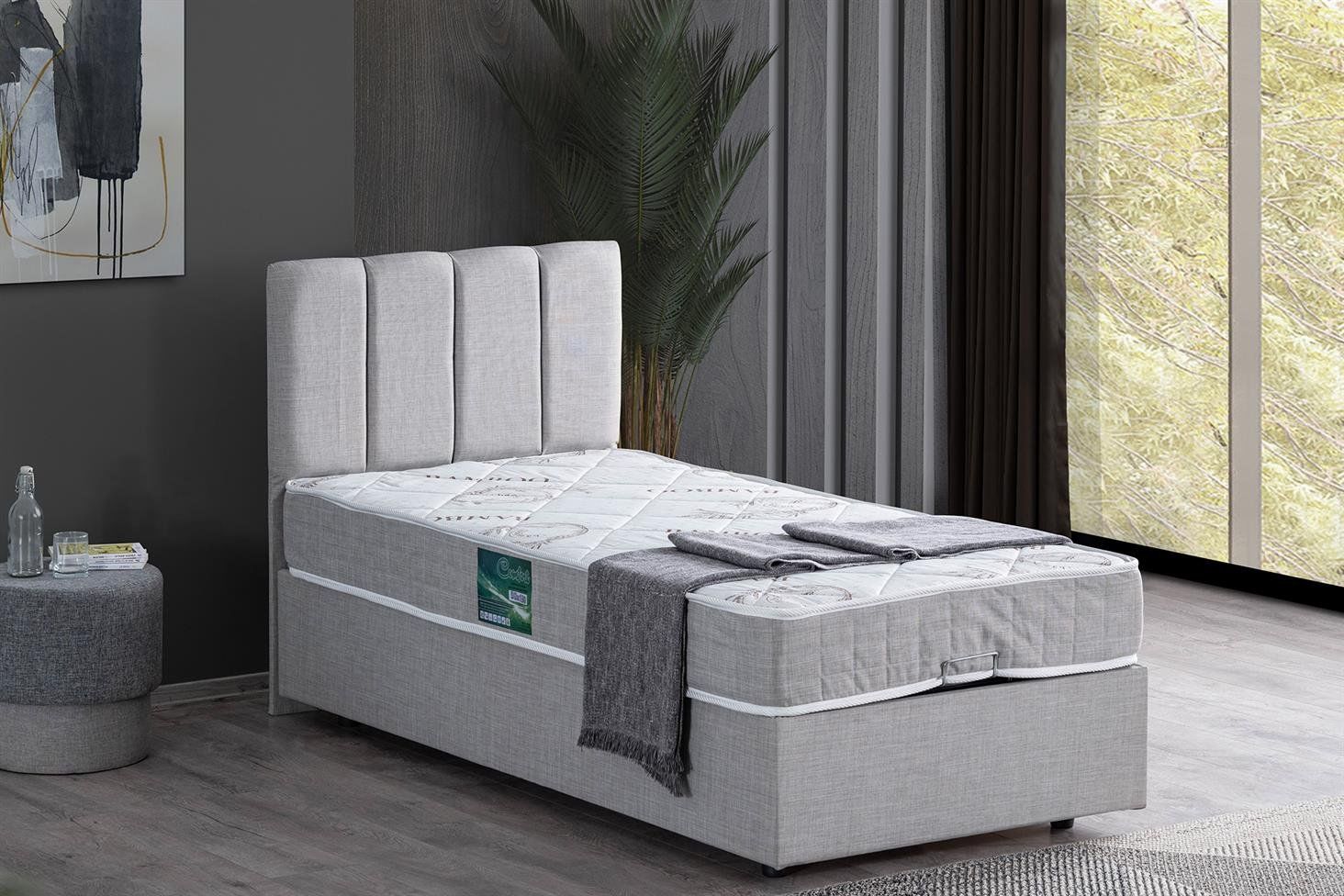 Defne Baza Başlık Comfort Yatak Seti 100 x 200 - Açık Gri
