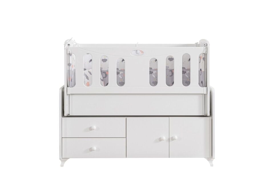Armadi Çekmeceli Dolaplı Sallanan Beşik 60x120 cm