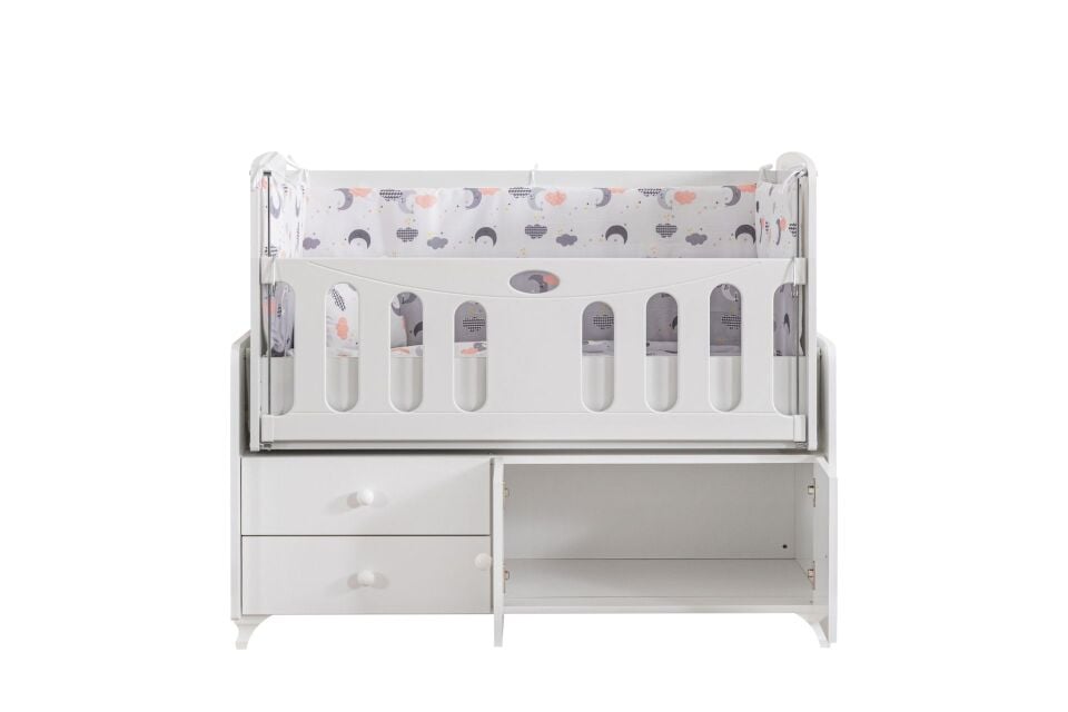 Armadi Çekmeceli Dolaplı Sallanan Beşik 60x120 cm