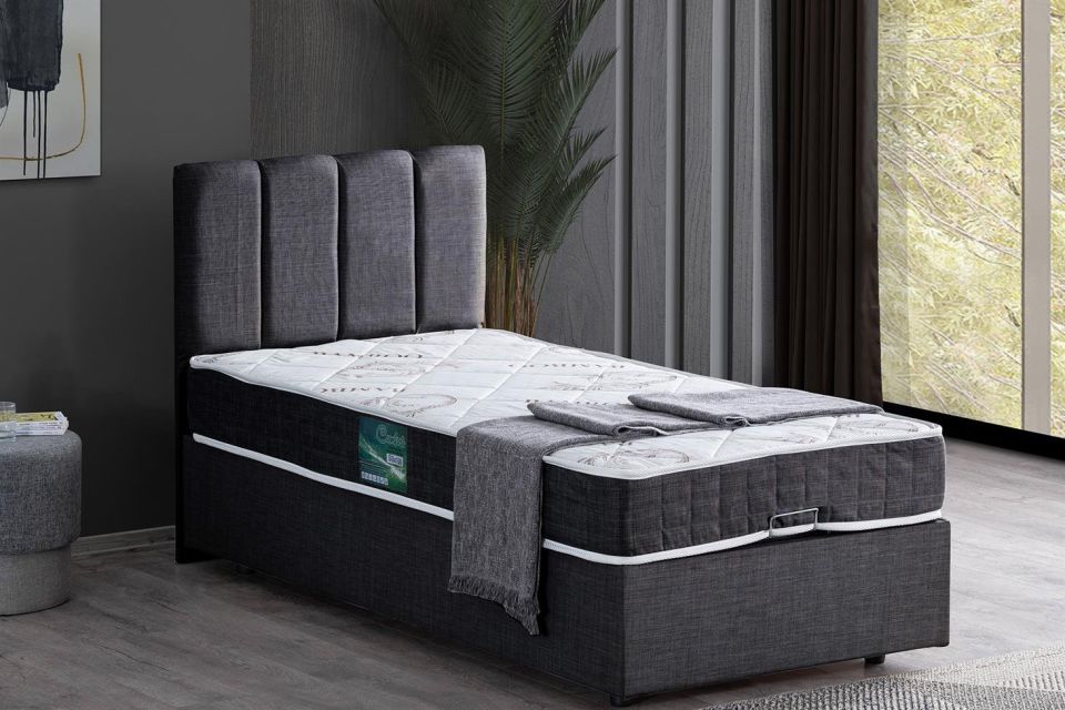 Defne Baza Başlık Comfort Yatak Seti 90 x 190 - Antrasit