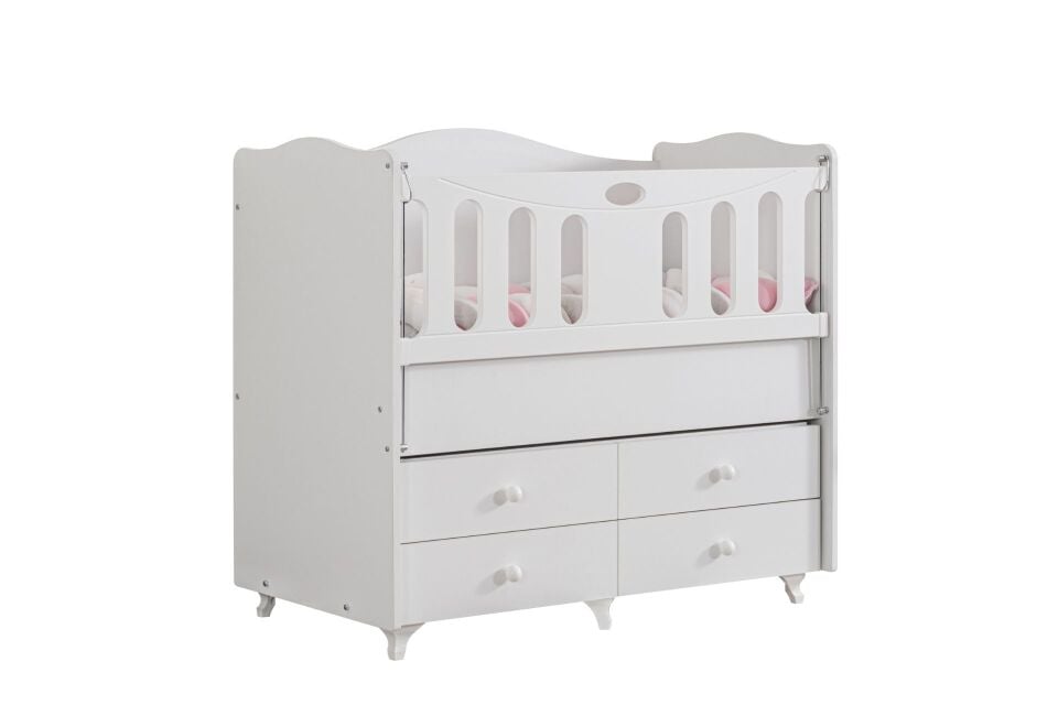 Defne Çekmeceli Korkuluklu Sallanan Beşik 60x120