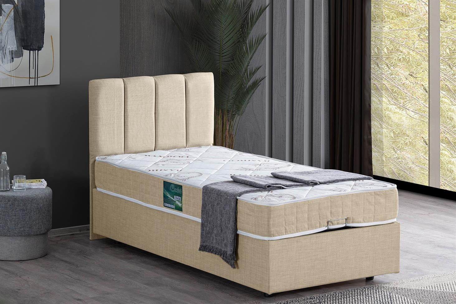 Defne Baza Başlık Comfort Yatak Seti 160 x 200 - Krem