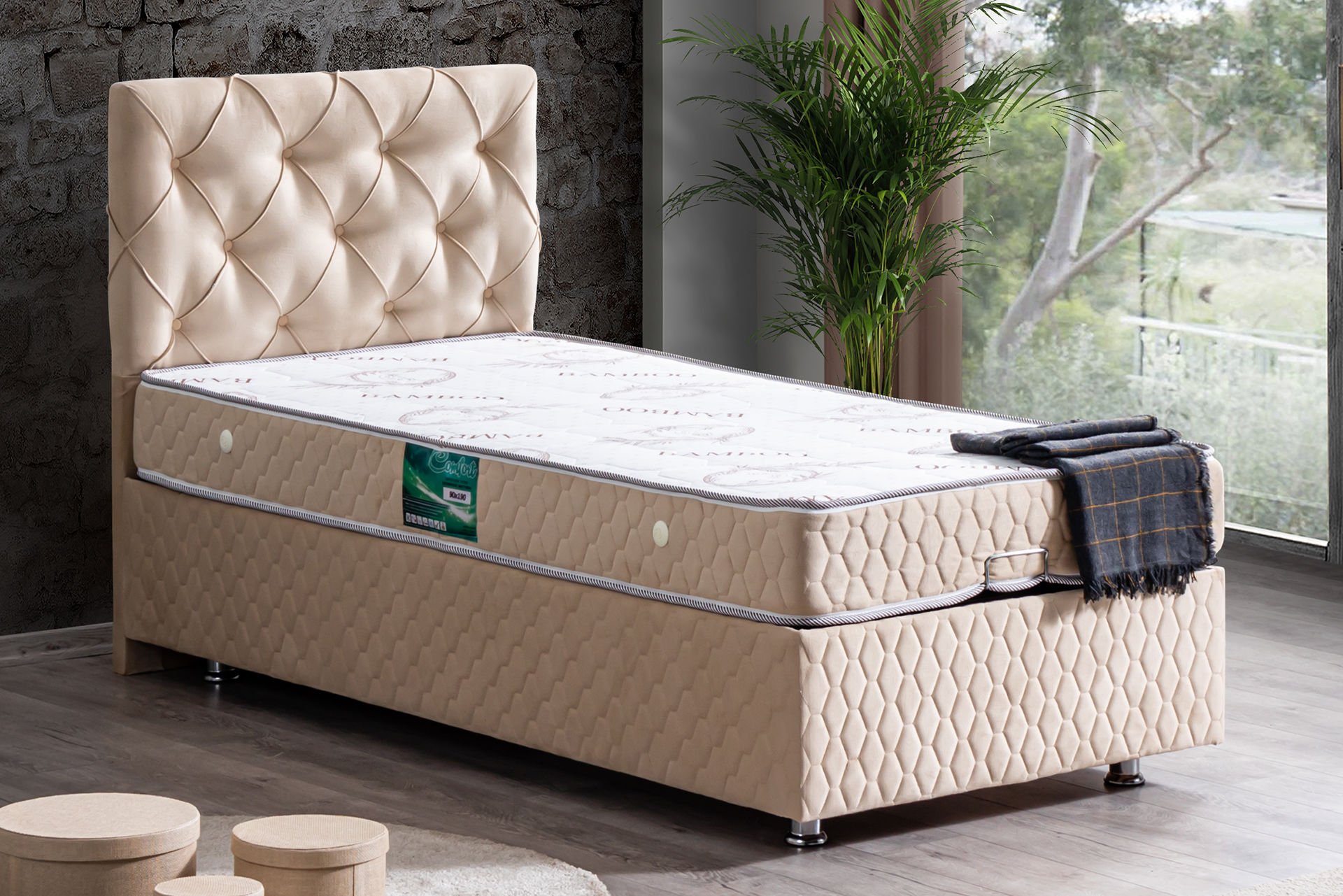 Vita Baza Başlık Comfort Yatak Seti 100 x 200 - Bej
