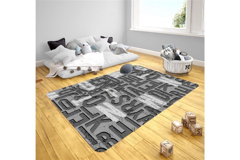 Black Genç Odası Takımı Uyumlu Kaydırmaz Halı 80x160