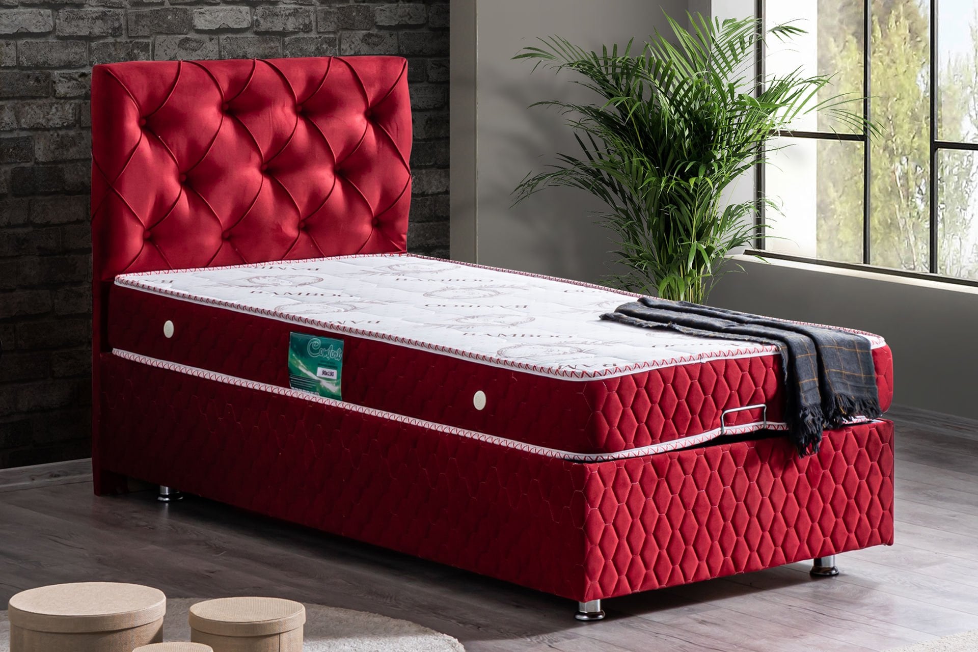 Vita Baza Başlık Comfort Yatak Seti 100 x 200 - Bordo