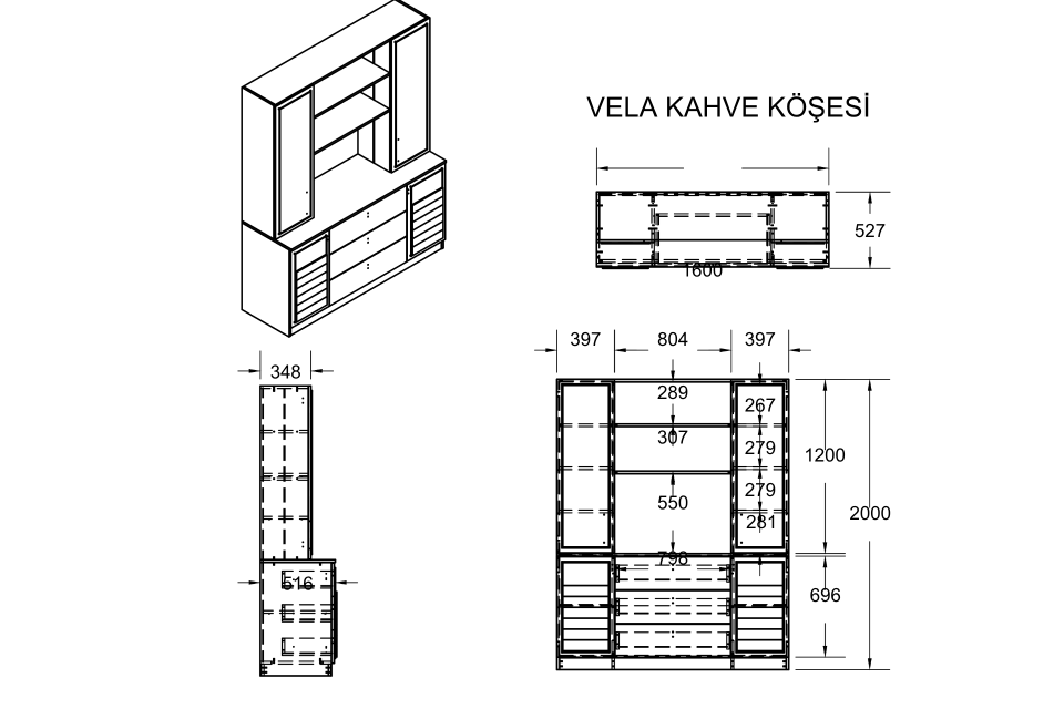 Vela LED Aydınlatmalı Kahve Köşesi